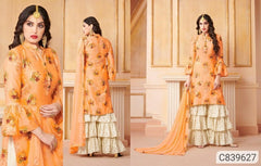 Gorgeous Satin Cotton Printed Sharara Suits