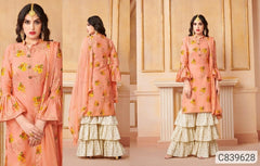 Gorgeous Satin Cotton Printed Sharara Suits