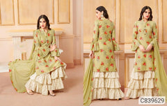 Gorgeous Satin Cotton Printed Sharara Suits