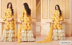 Gorgeous Satin Cotton Printed Sharara Suits