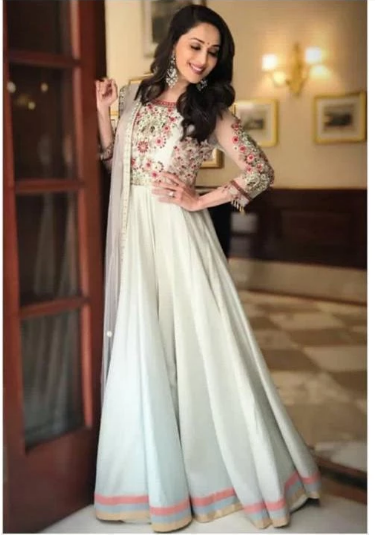 CREAM COLORED TAPETA SILK HEAVY EMBROIDERY WORK