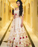 ADHESIVE OFF WHITE COLOR EMBROIDERY WORK LEHENGA CHOLI