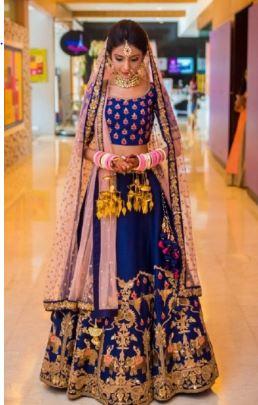 BEAUTIFUL BLUE COLOR EMBROIDERY WORK LEHENGA CHOLI