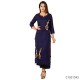 Pretty Rayon Solid With Embroidery Kurtis