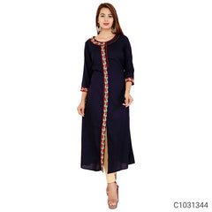 Pretty Rayon Solid With Embroidery Kurtis