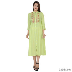 Pretty Rayon Solid With Embroidery Kurtis