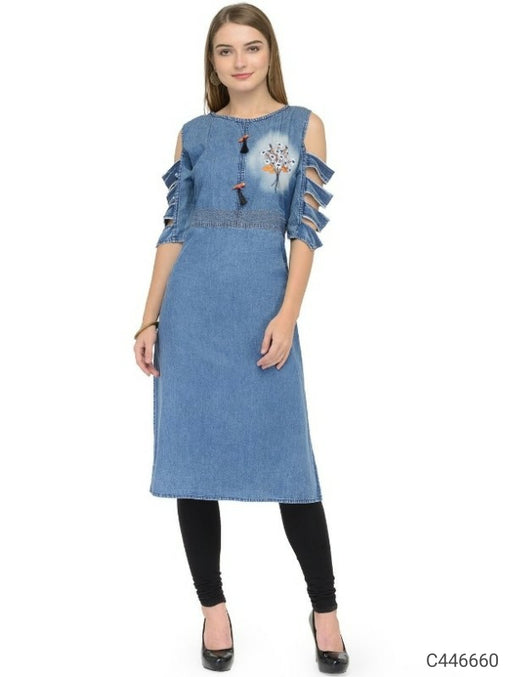 Authentic Denim Embroidered Kurtis