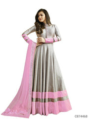 Art Silk Solid With Border Anarkali Suits