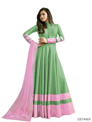 Art Silk Solid With Border Anarkali Suits