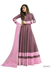 Art Silk Solid With Border Anarkali Suits