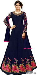 Elegant Mulberry silk Embroidered Anarkali Suits